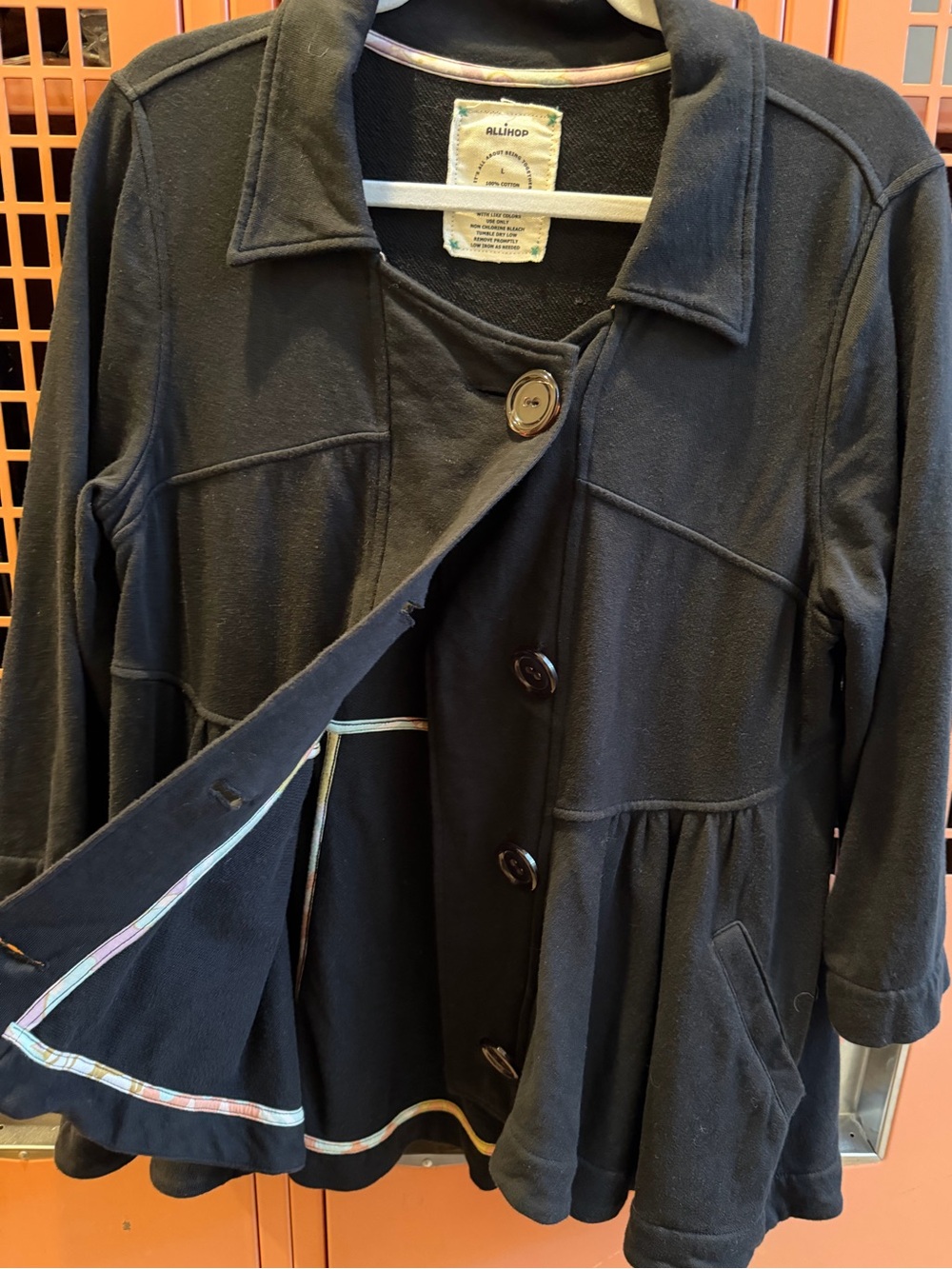 Anthropologie Allihop black Peplum Button-Front knit jacket. Size Large. EUC - Picture 6 of 7